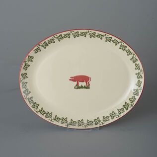 Oval Plate Large Pink Pig