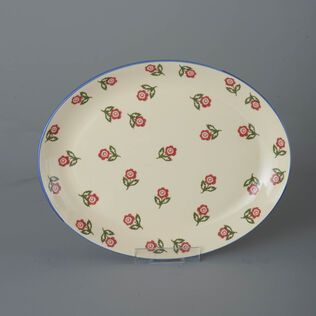 Oval Plate Large Scattered Rose